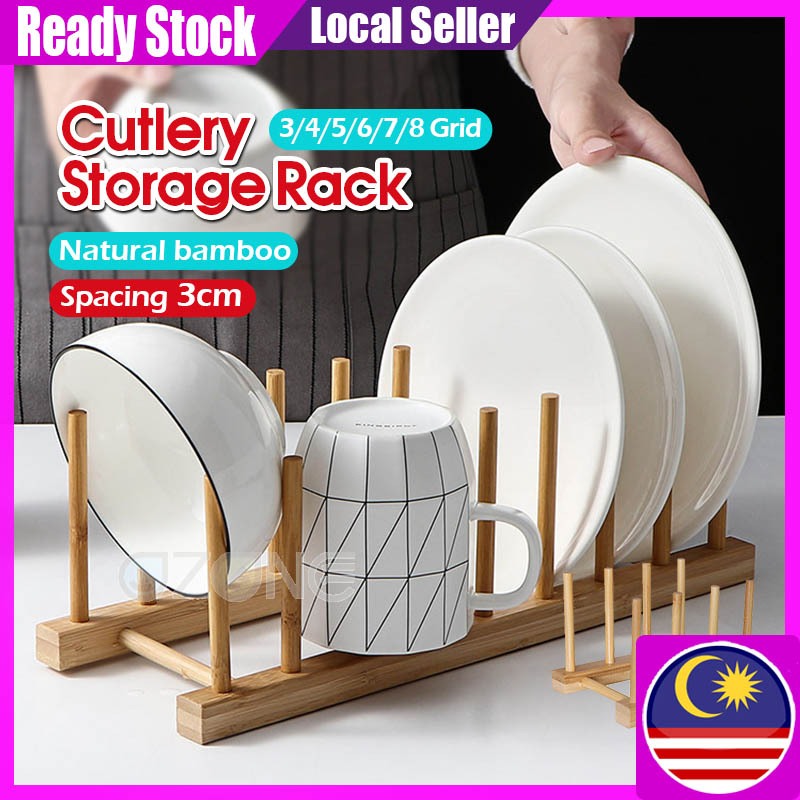 Kitchen Wooden Dish Rack Drying Rack Plate Storage Holder Kitchen Rack ...