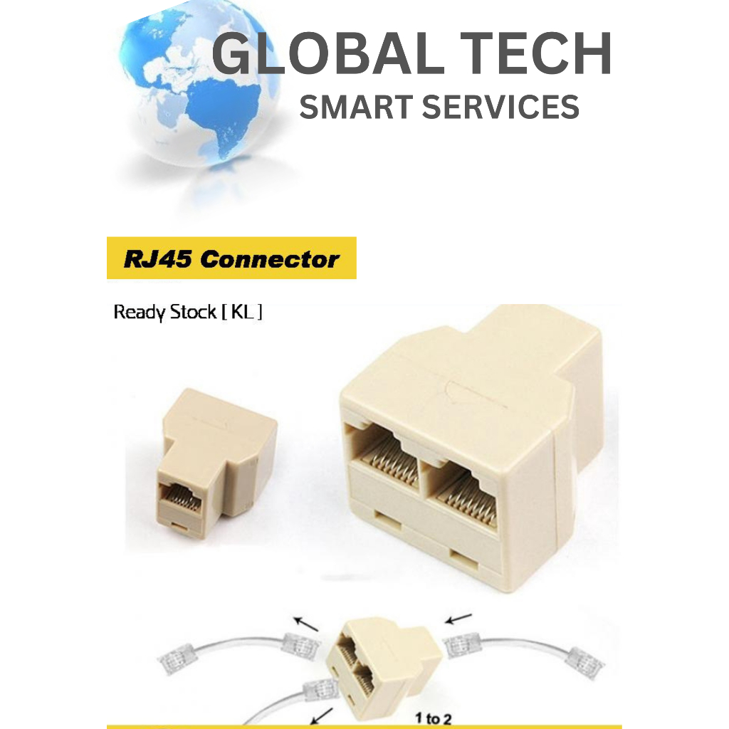 RJ45 Splitter 1 Female to 2 Female Ethernet Network Connector Adapter ...