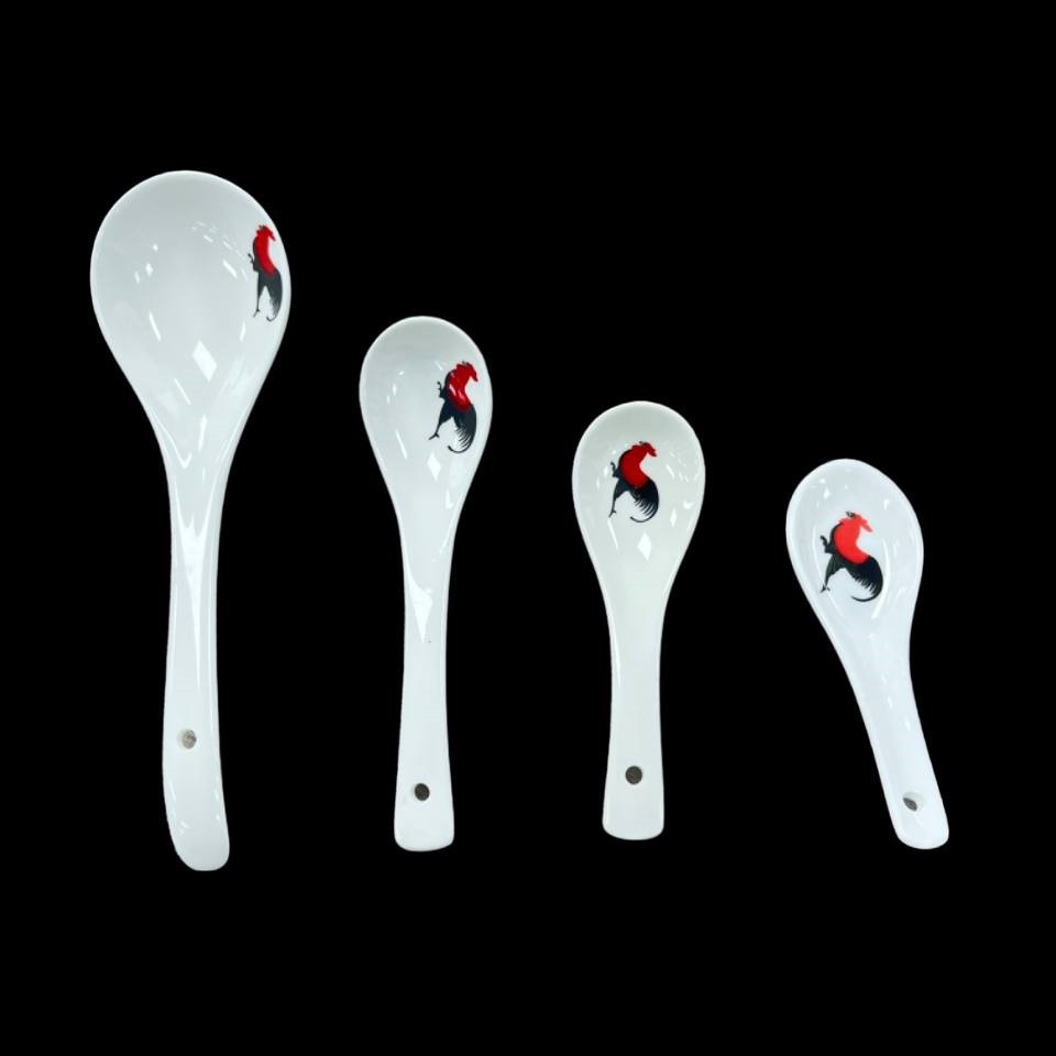 Porcelain Rooster Soup Spoon,Rice Spoon,Sudu Ayam Ceramic 公鸡花 加厚 汤匙 鸡公 ...