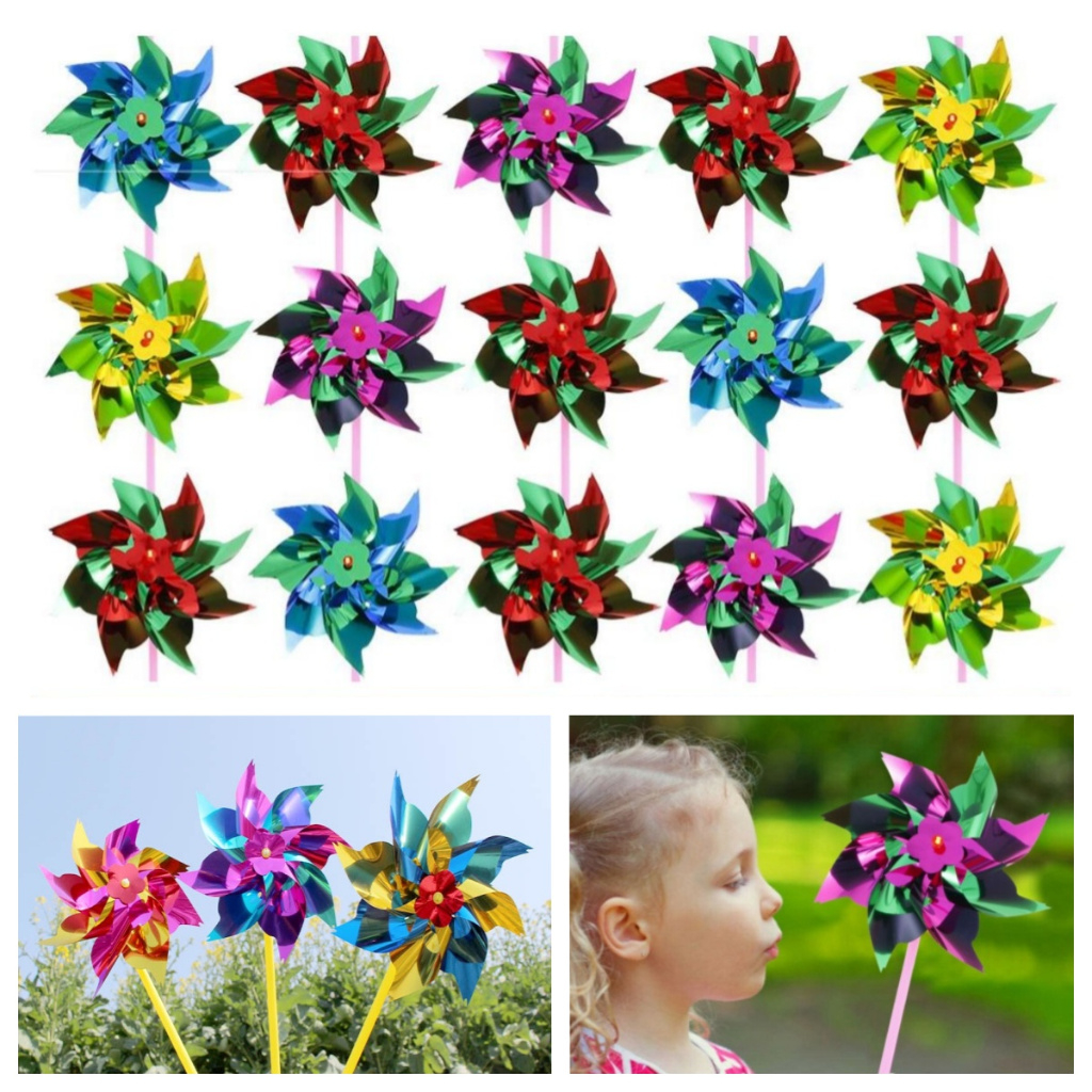 DIY Cute Colorful Plastic Small Windmill Pinwheel Wind Spinner Kids Art ...