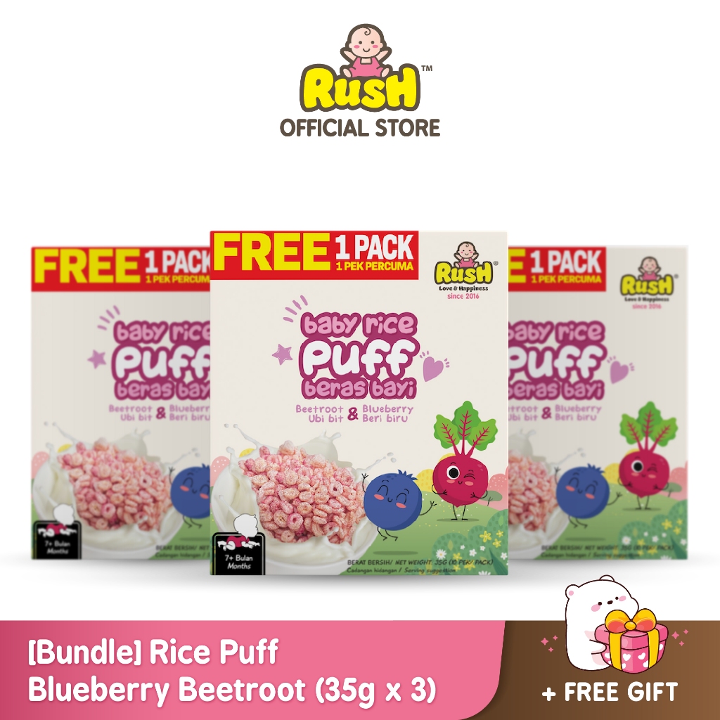 Rush Baby Rice Puff Blueberry Beetroot (3 box x 30g) | Shopee Singapore