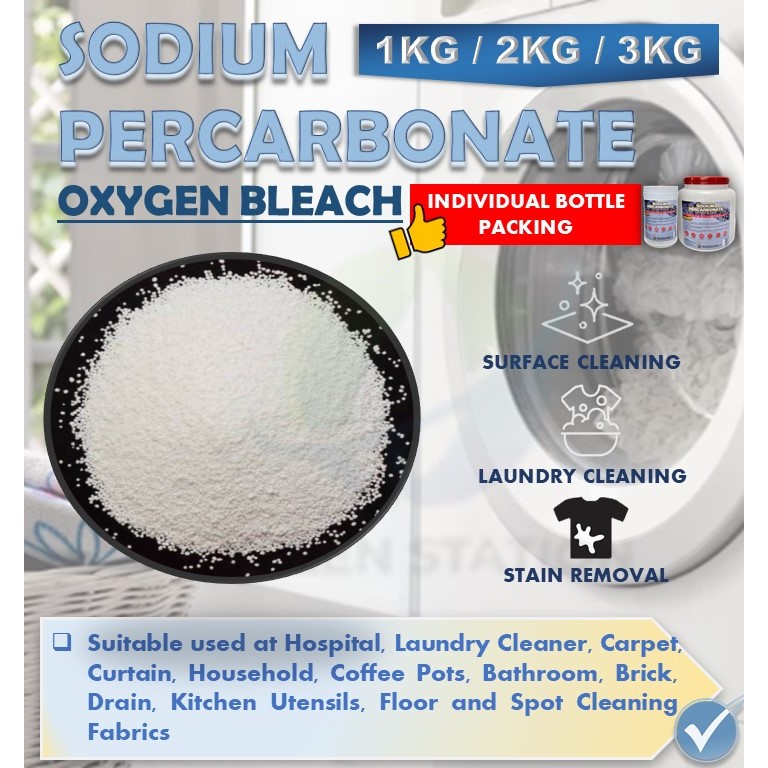 Sodium Percarbonate /Oxygen Bleach/ 1kg/ Laundry Stain Remover/ Bottle ...