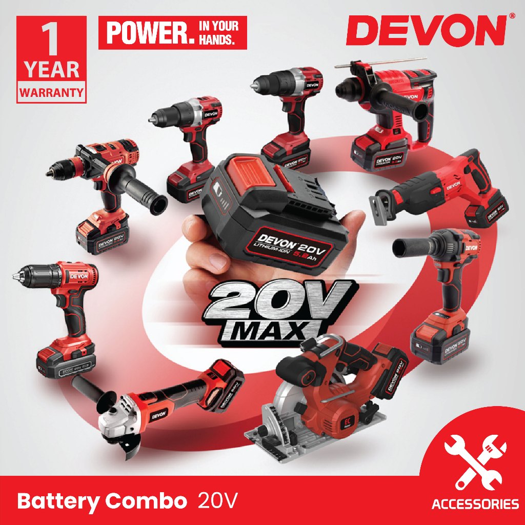 Devon Battery Combo Set 20V 4.0Ah/5.0Ah | Shopee Singapore