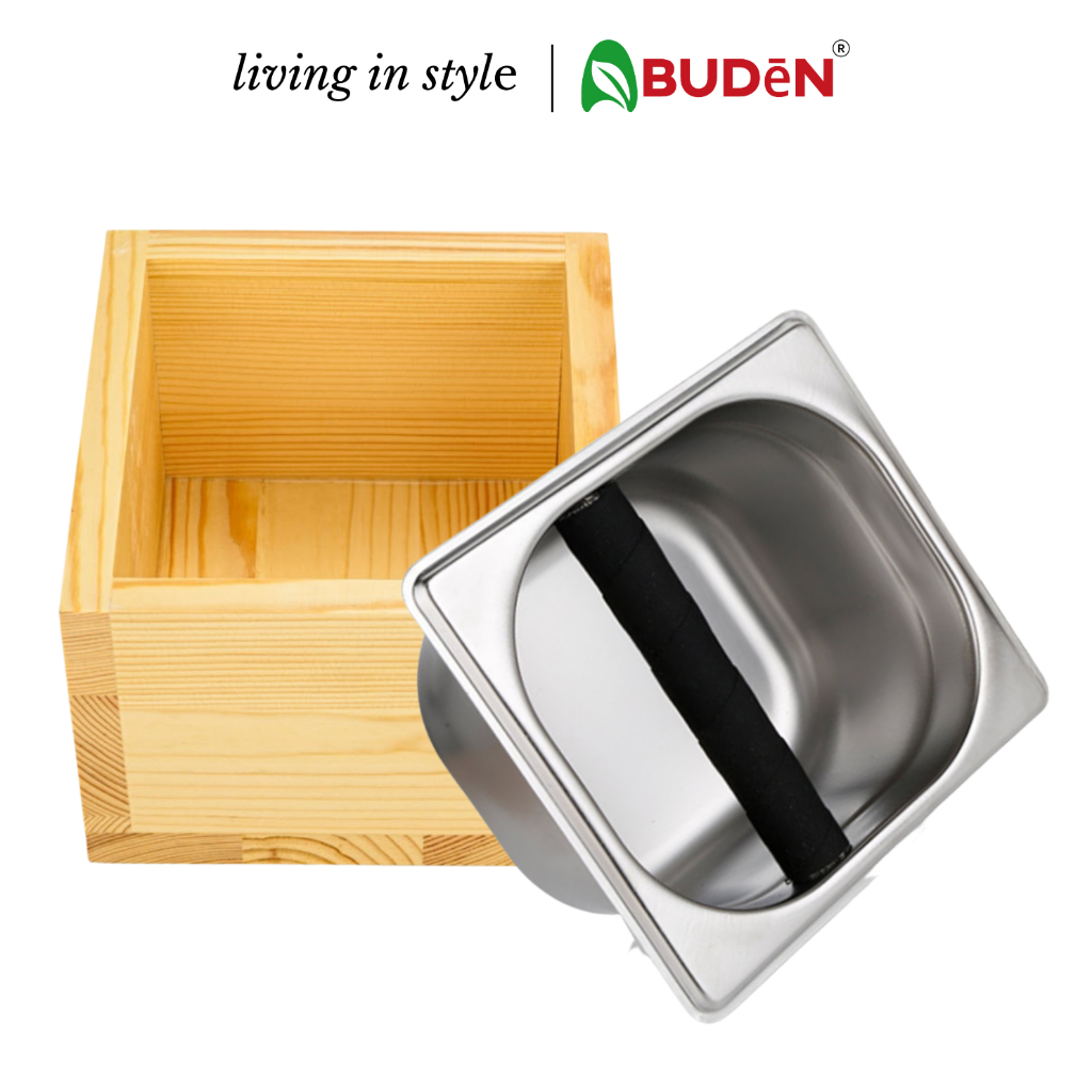 ABUDEN Coffee Knock Box Detachable Wooden Stainless Steel Knock Box ...