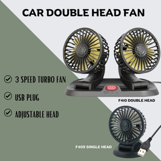 Car Fan with 360 Degree Adjustable Dual Head 3 Speed USB Charging Fan Mini