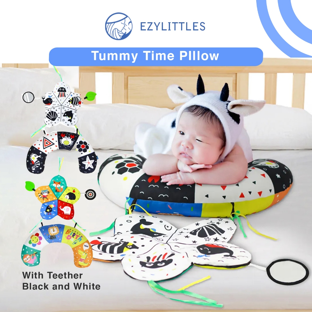 EZYLITTLES Tummy Time Pillow Toys U Shape Black and White High
