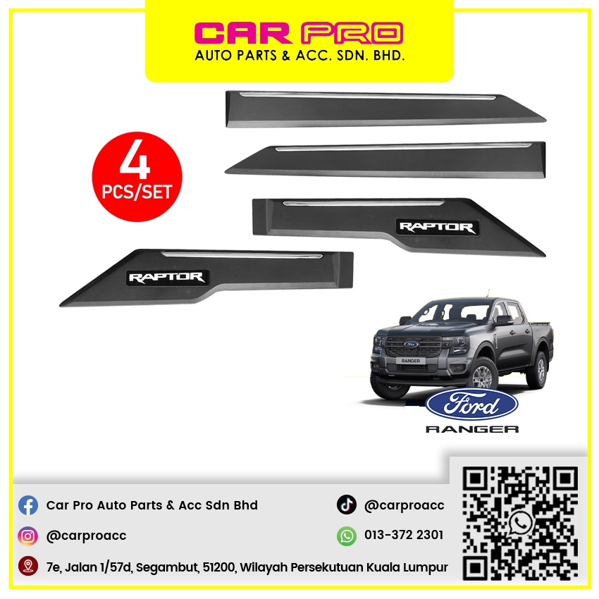 Ford Ranger T9 2022 (RAPTOR LOGO) Side Doors Cladding Moulding Trim ...