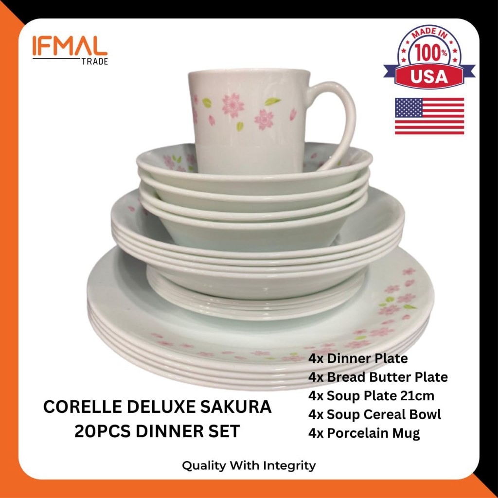 Corelle Deluxe Sakura 20pc Dinner Set Corelle Set Shopee Singapore