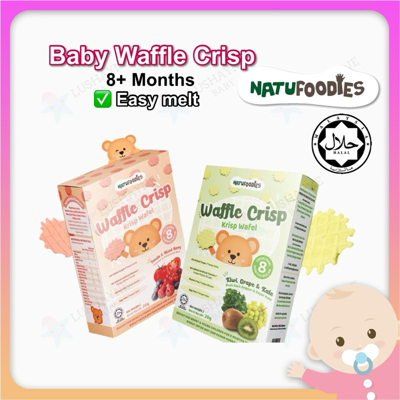 Natufoodies Waffle Crisp 20g 8 Months Biscuit Baby Food Biskut Snek ...