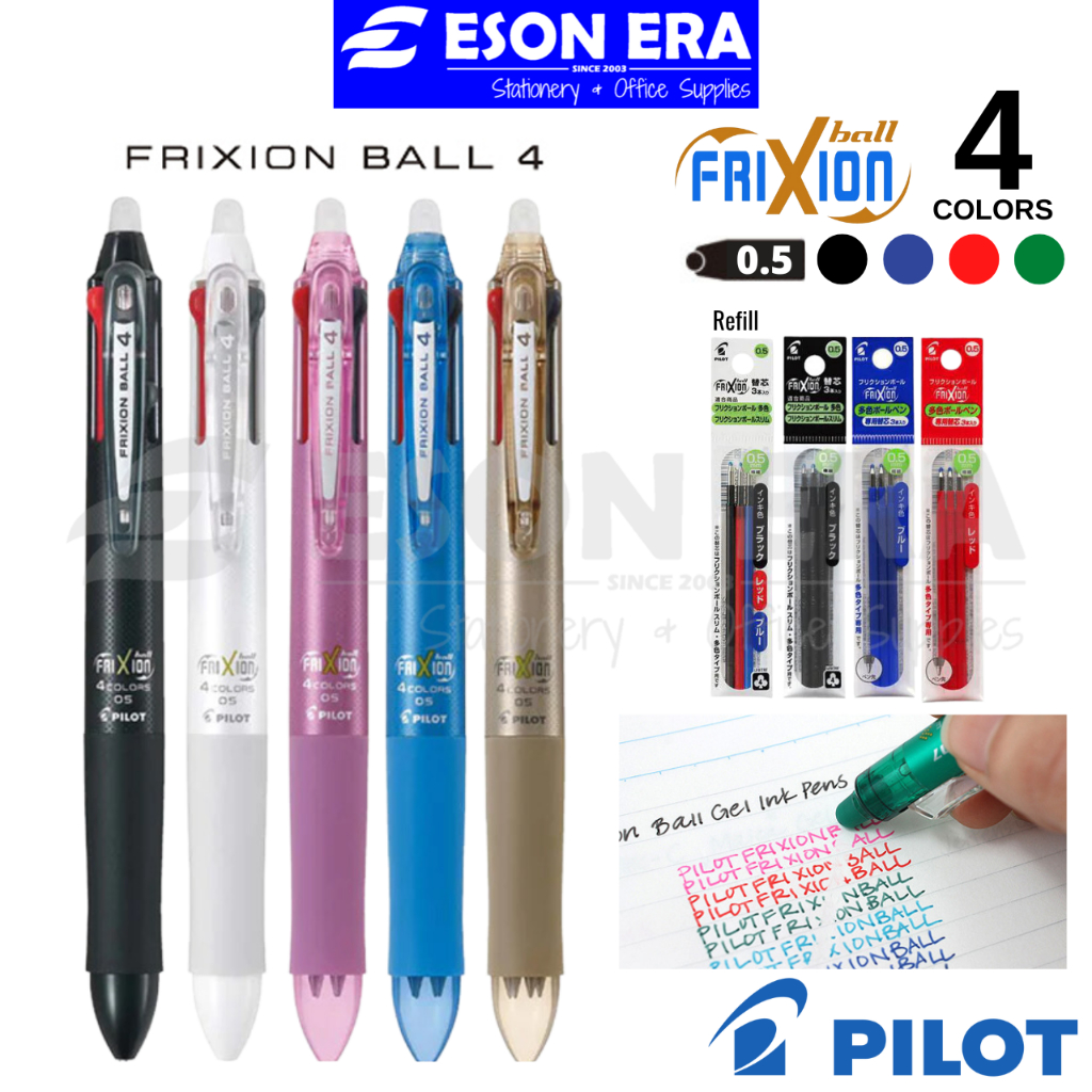 Pilot FriXion Ball Knock 4-Color Gel Ink Multi-Pen, White LKFB-80EF-W