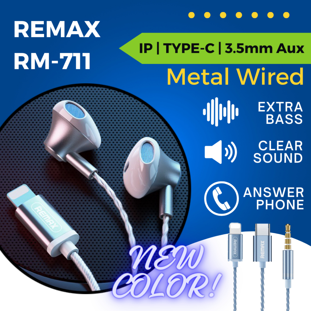 Remax Earphone iPhone Gaming with Built-In Mic Music Calling Metal ...