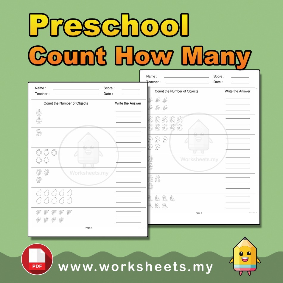 Preschool Worksheets [SOFTCOPY] Count How Many Worksheets Book 1 ...