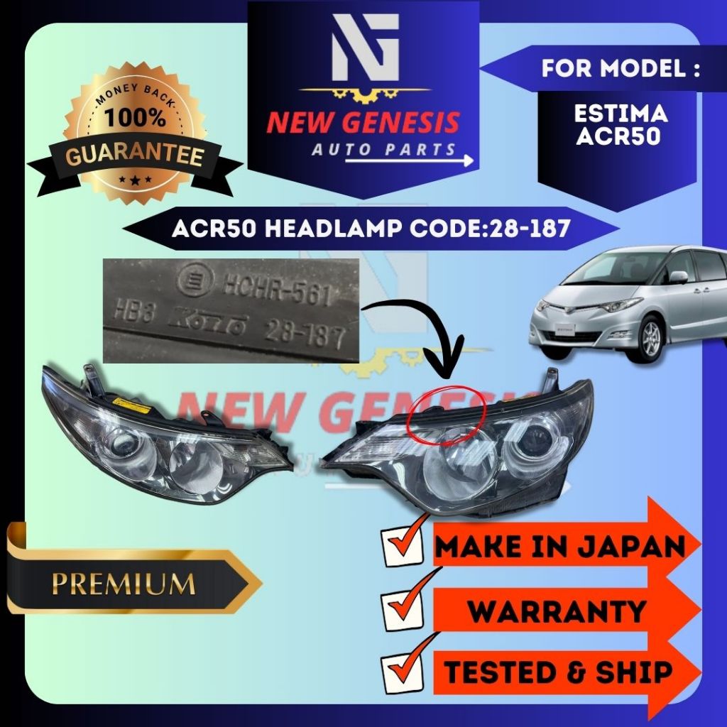 Toyota Estima ACR50 Head Lamp / Head Light / Lampu Depan PN : ( Koito ...