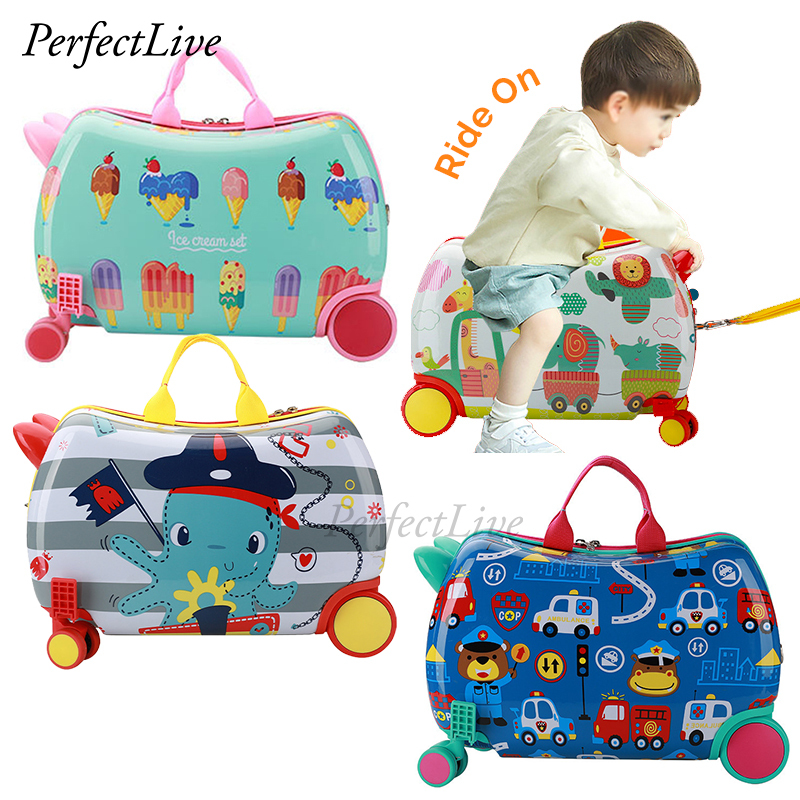 Perfect Kids Luggage Ride On Travel Flight Cabin Size Pull Drag Trolley Storage Suit Case Lugage Wheel Bag Shopee Singapore
