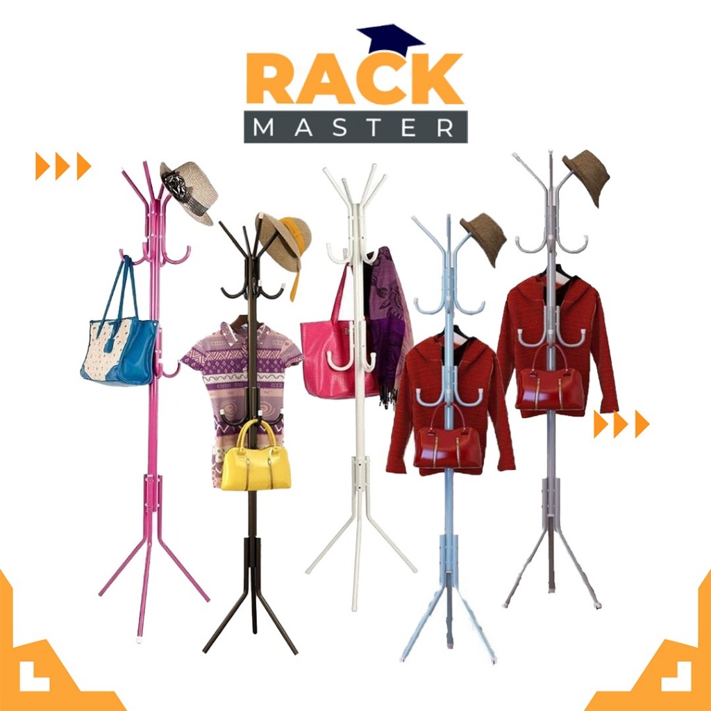RACK MASTER 12 Hooks Hanging Pole DIY Clothes Standing Hanging Rack ...