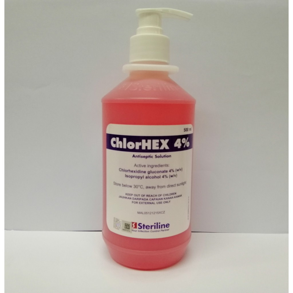 STERILINE CHLORHEX 4% ANTISEPTIC CHLORHEXIDINE SOLUTION WASH 500ML (EXP ...