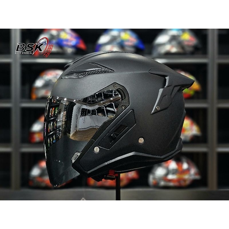 GSB Graphite Black Fiberglass Open Face Helmet Shopee Singapore - Main Image