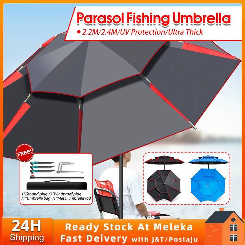 2.4M Payung Mancing Big Fishing Umbrella Adjustable Beach Sun Shade
