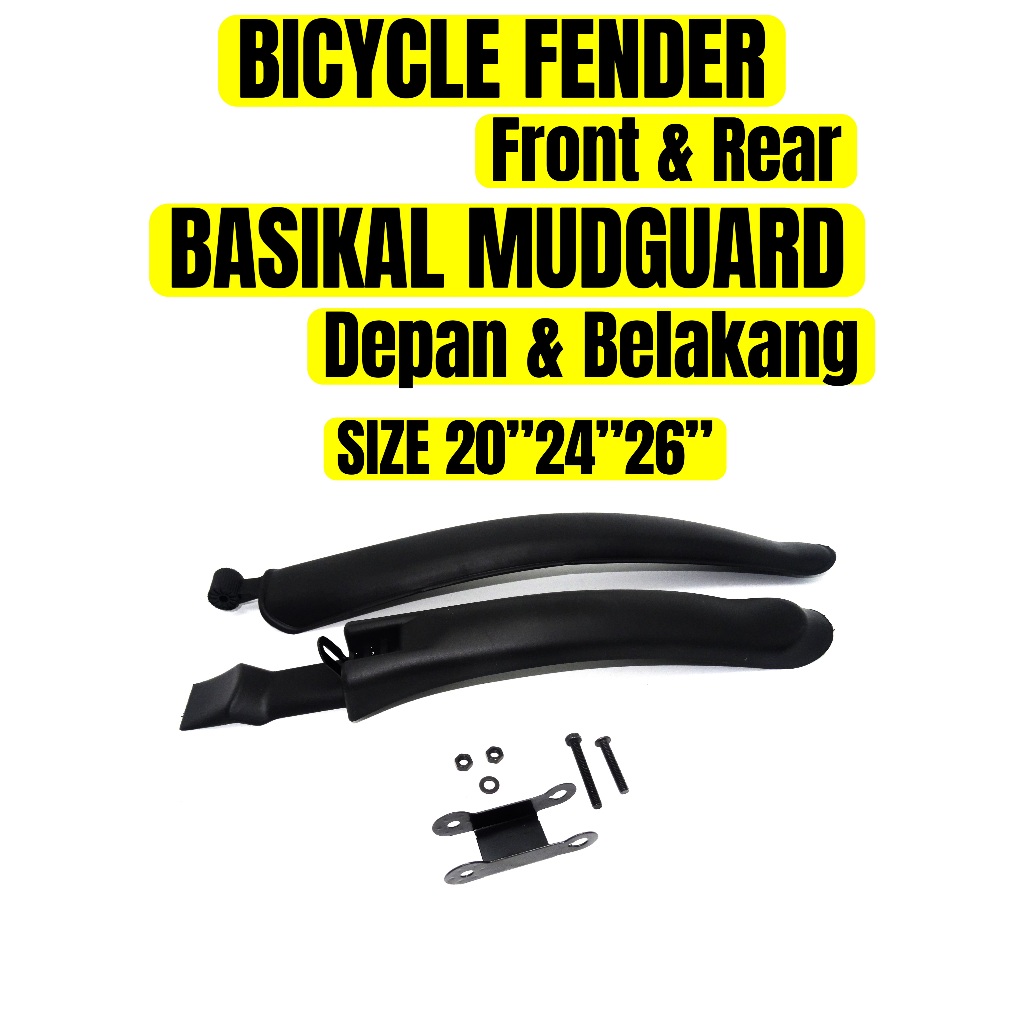 BICYCLE FRONT REAR FENDER PLASTIC MUDGUARD PLASTIK DEPAN BELAKANG ...