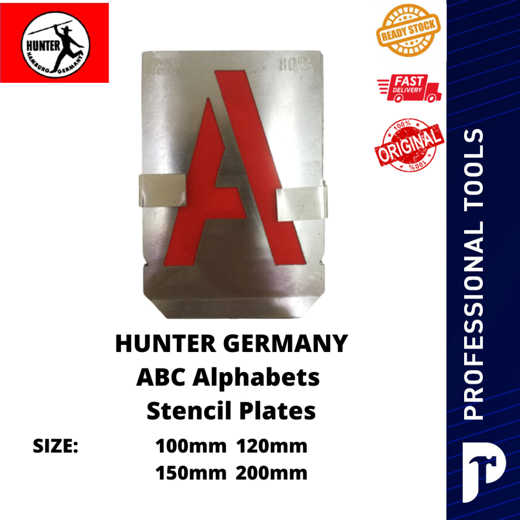 Hunter Germany ABC Alphabet A-Z Stencil Plate (100mm/120mm/150mm/200 ...