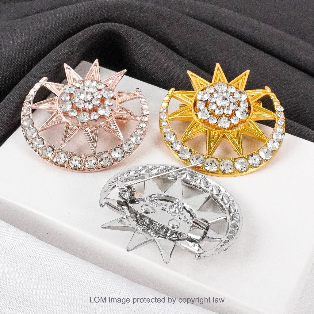Brooch Brooch Dokoh Songkok 1Pc Crescent Moon Star Pin Tanjak