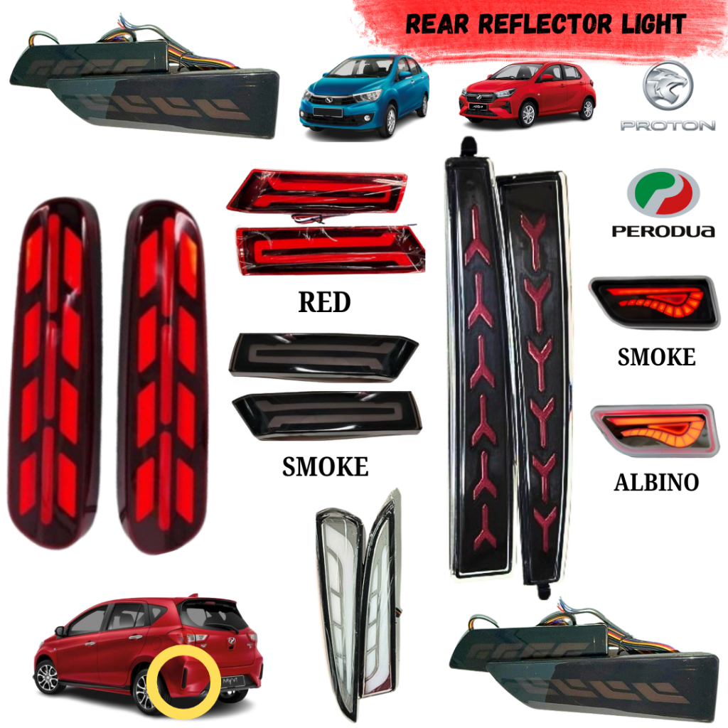 Perodua Proton Car LED Rear Bumper Reflector LED Light Brake Lamp Lampu ...