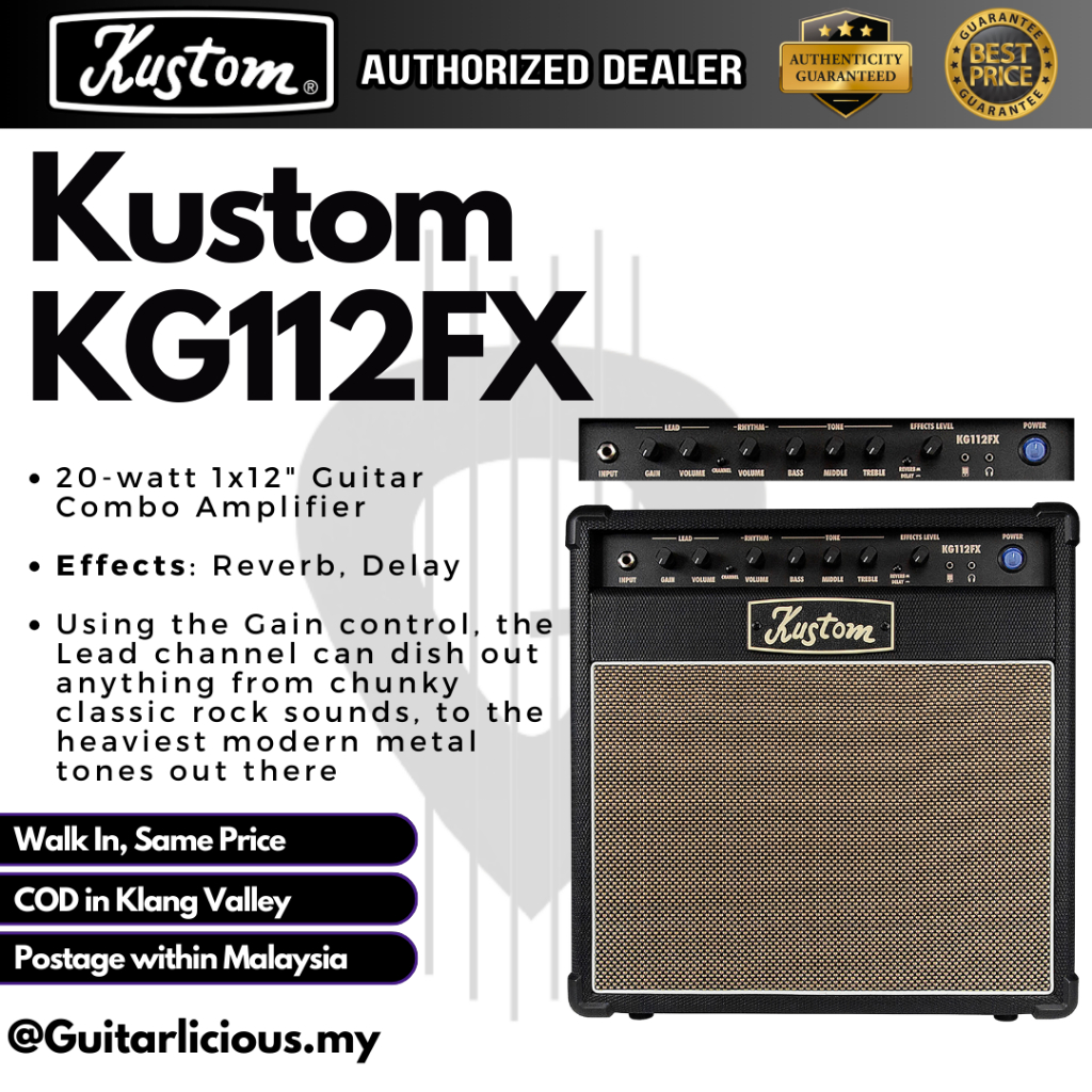 Kustom KG112FX 20-watt 1x12" Guitar Combo Amplifier (KG 112FX / KG-112F ...
