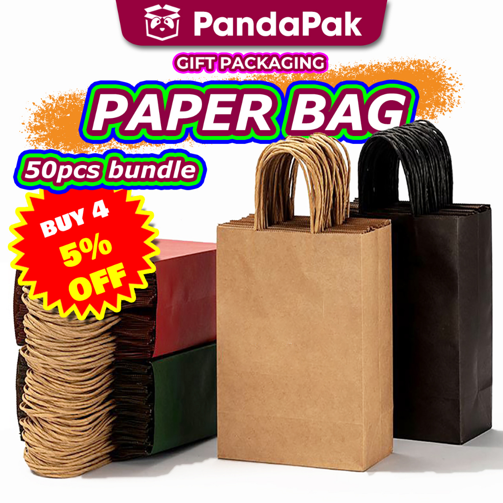 PANDAPAK 50PCS Paper Bag Doorgift Goodies Bag Paper Bag Wedding Door ...