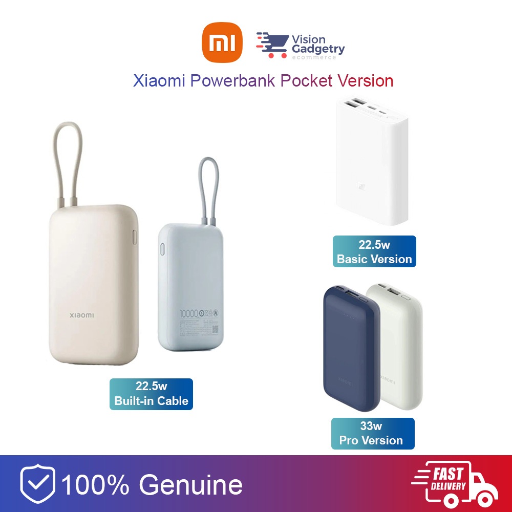 Xiaomi Mi Power Bank Powerbank 10000mah Pocket Edition PRO Dual USB 33W ...