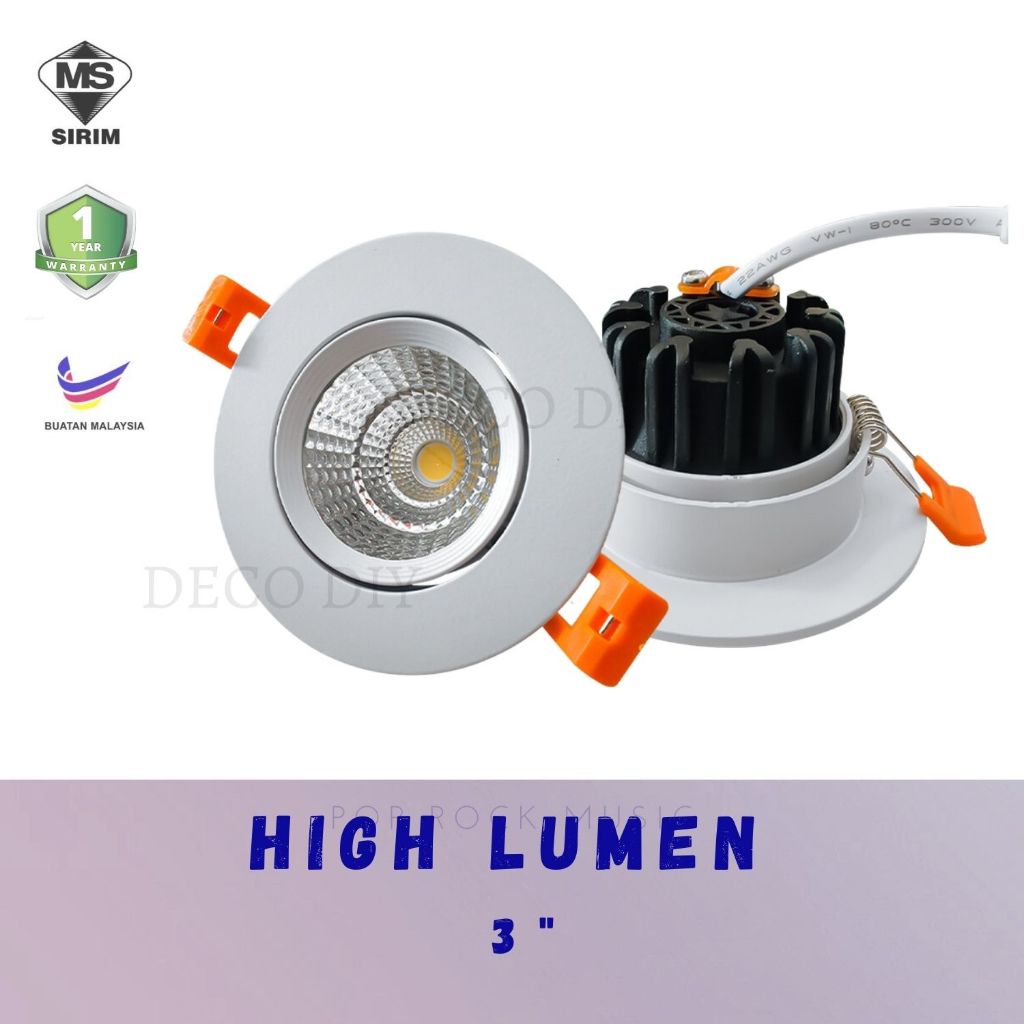 [SIRIM] LED Downlight 3W 7W Lampu Siling Rumah Round Eye Ball White ...