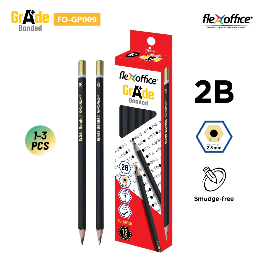 FlexOffice Wood-Cased Pencil (1 Pc) – FO-GP009 2B Graphite Pencil for ...
