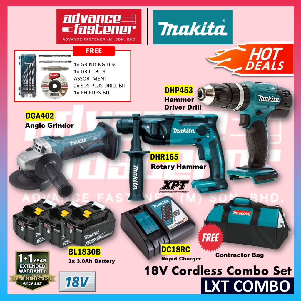 Makita 18V LXT Cordless Combo Set ( DHR165 Rotary Hammer / DHP453