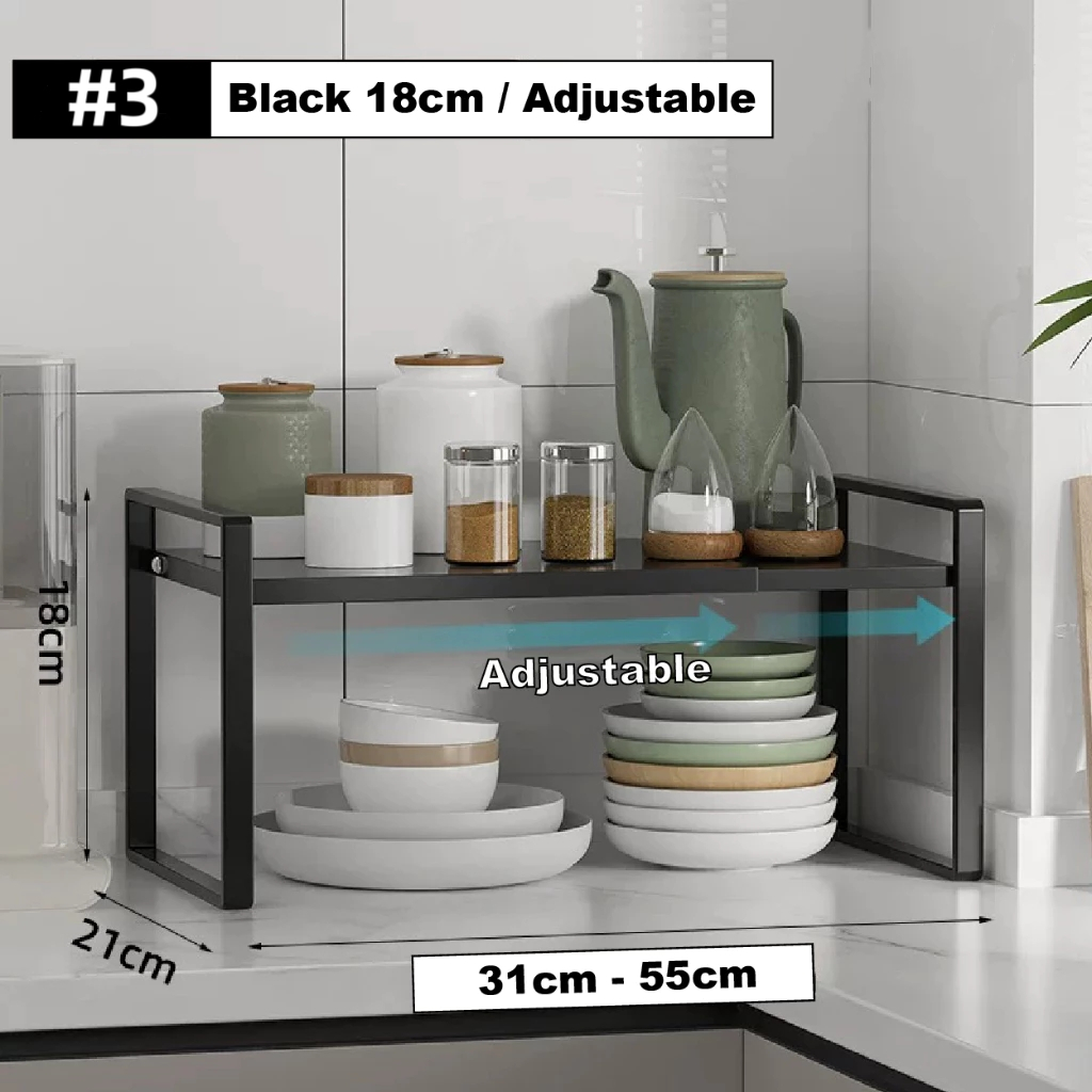 Adjustable Kitchen Rack Kitchen Cabinet Shelf Plate/Spice Rack ...