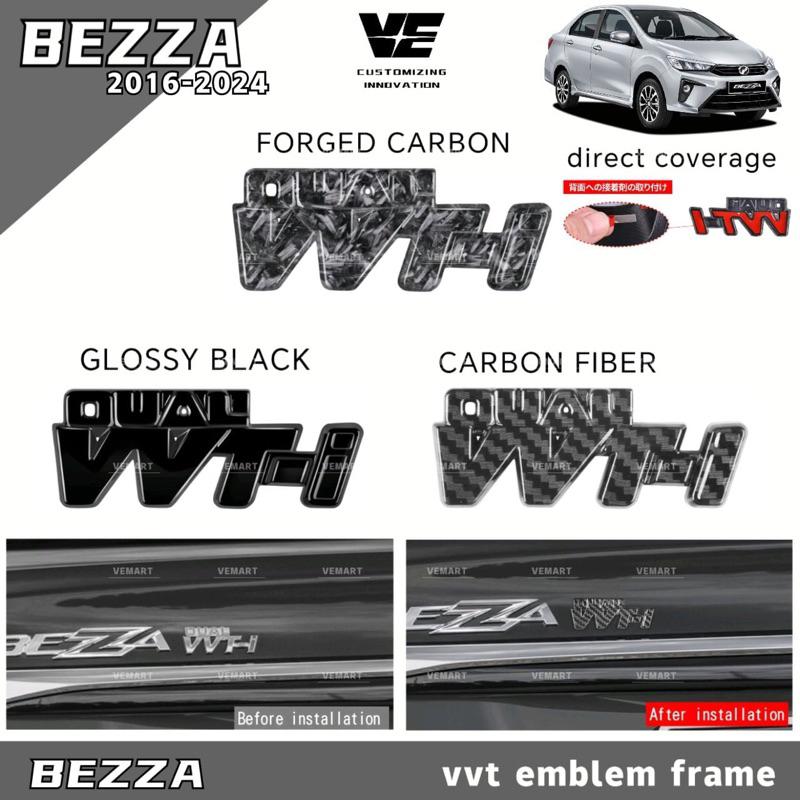 Vemart perodua bezza 2016-2024 car vvti logo emblem pnp acc | Shopee ...