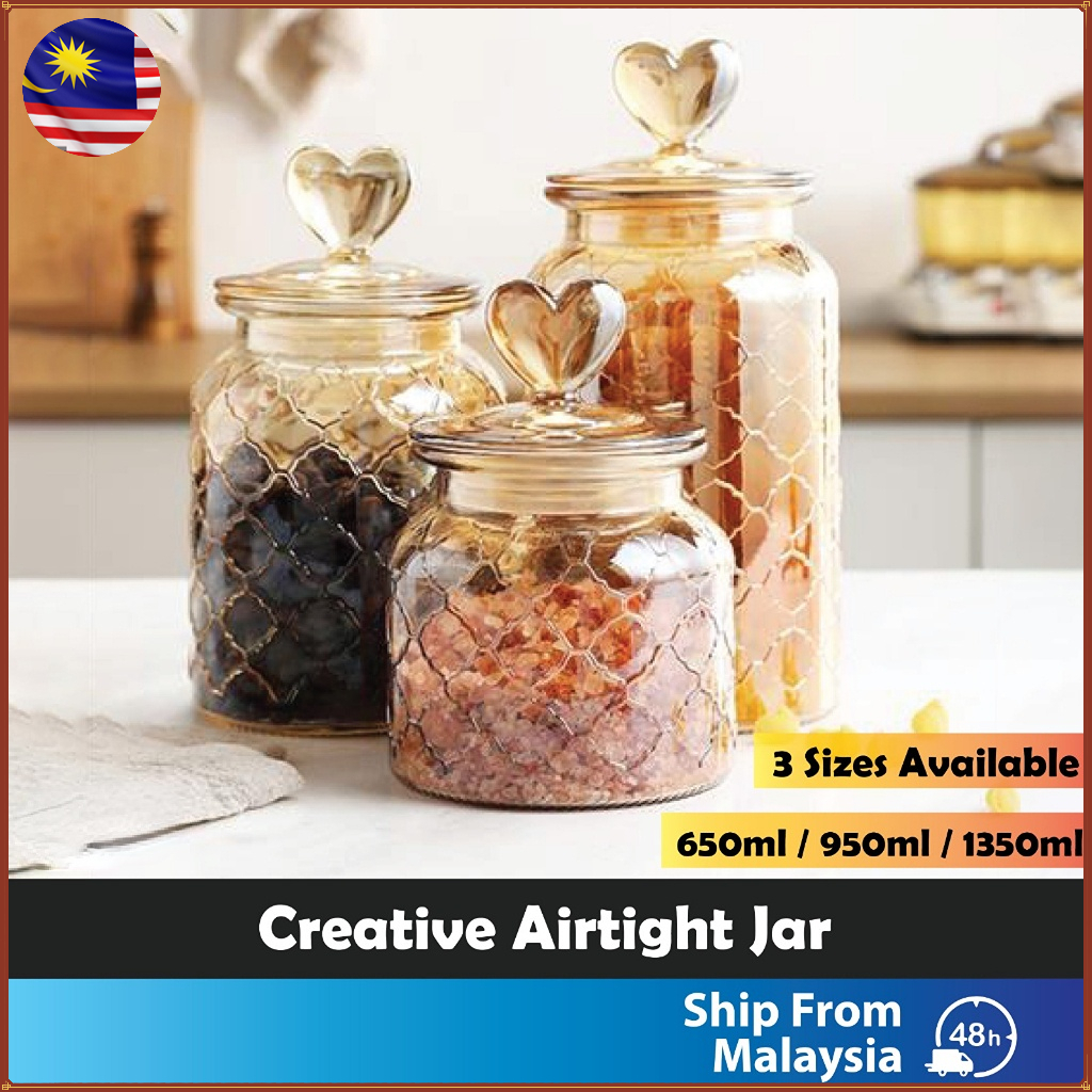 Raya Cookie Container Set 2024 Airtight Raya Cookie Jar Set Glass Jar ...