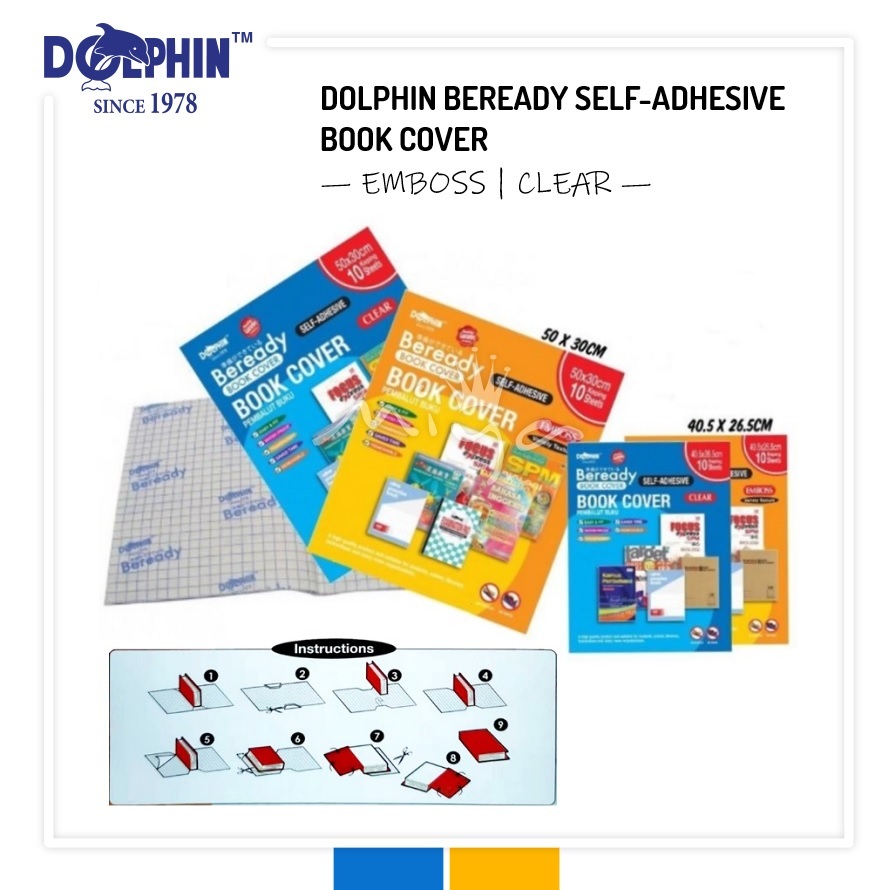DOLPHIN BEREADY SELF-ADHESIVE BOOK COVER BOOK WRAPPER PEMBALUT BUKU ...