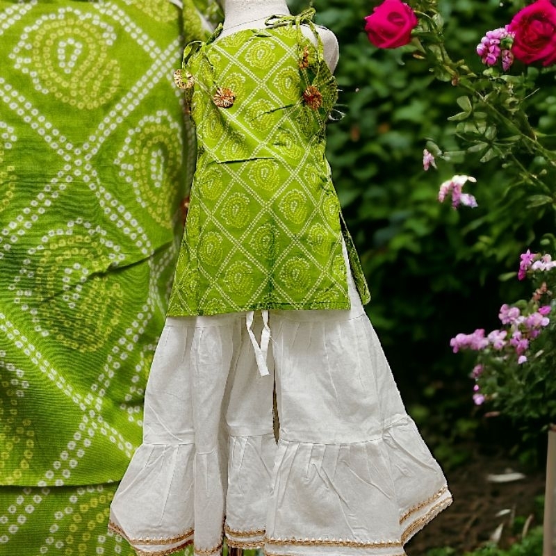 HEAT FRIENDLY Kids Sharara Dress Sleeveless With Pants 10 DESIGN