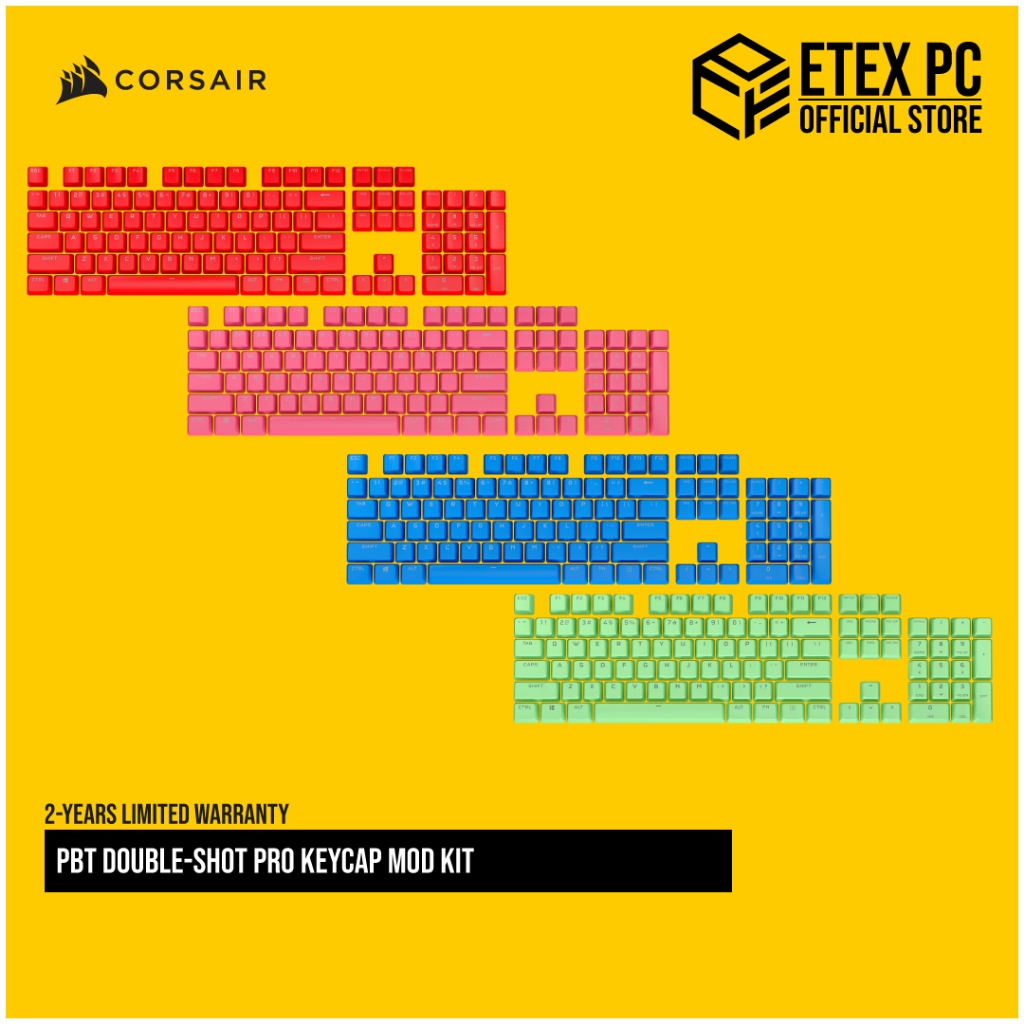 CORSAIR PBT DOUBLE-SHOT PRO Keycap Mod Kit ( ORIGIN Red / Elgato Blue ...