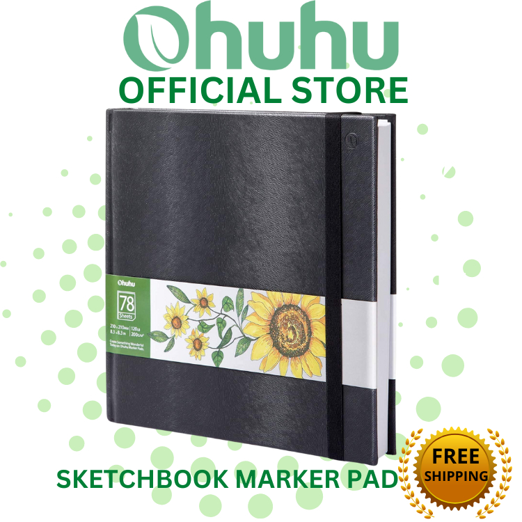 Ohuhu Marker Pads Art Hardcover Sketchbook (120 LB/200 GSM) Sketching