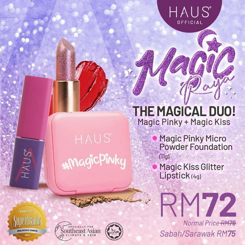 HAUS COSMETICS The Magical Duo Makeup Foundation Compact Powder Kiss ...