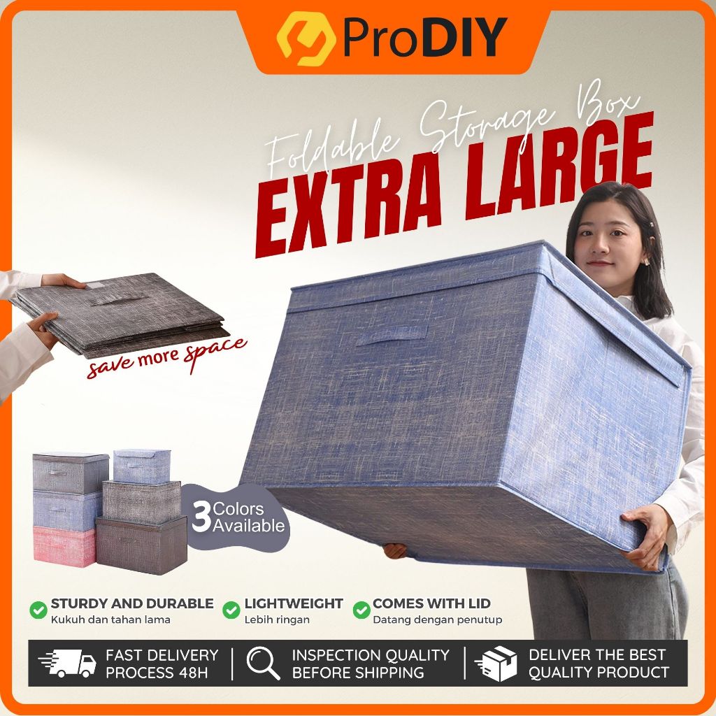 30 / 60 / 72 / 120 Liter Foldable Fabric Storage Box Extra Large House ...