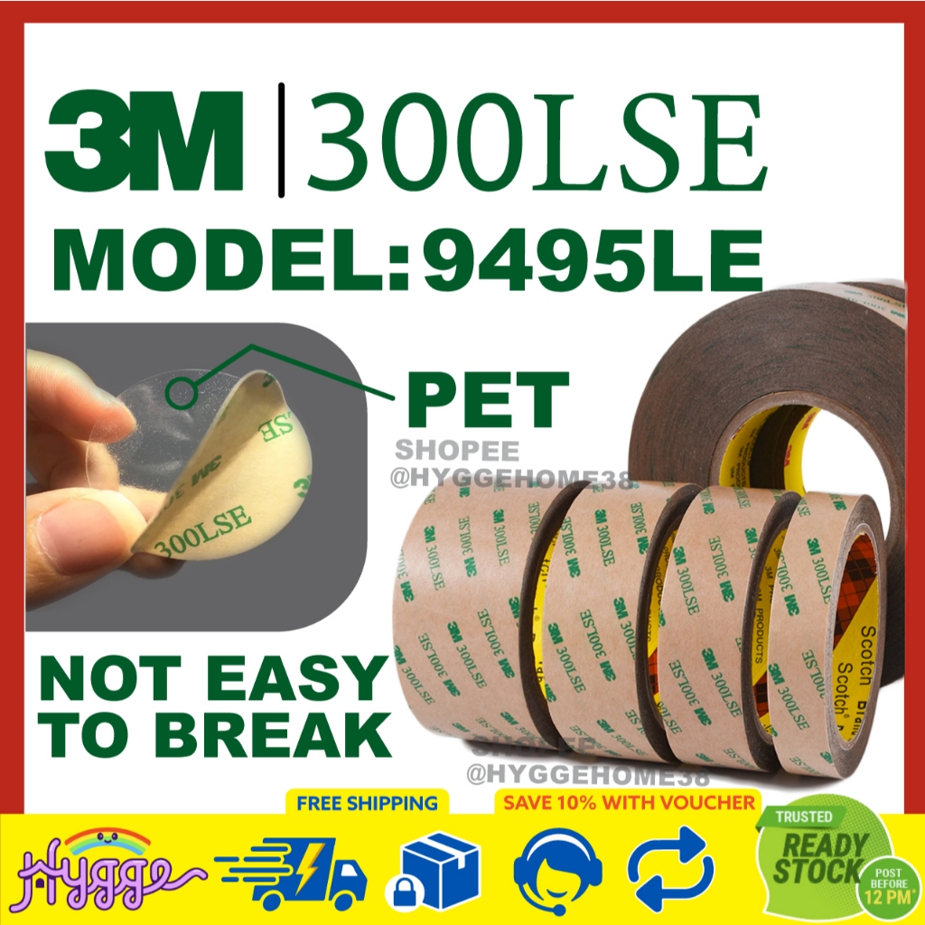 3M Thin Double Sided Tape 300LSE Transparent Adhesive PET 9495LE Low ...