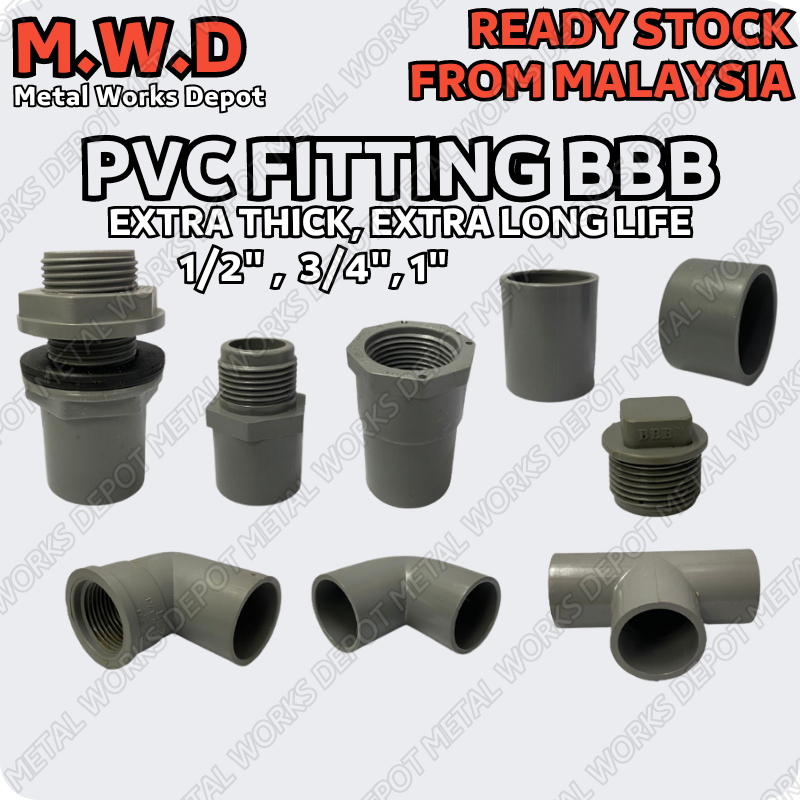 PVC BBB Fitting Socket Tank Connector Elbow Threaded Plug End Cap Valve ...