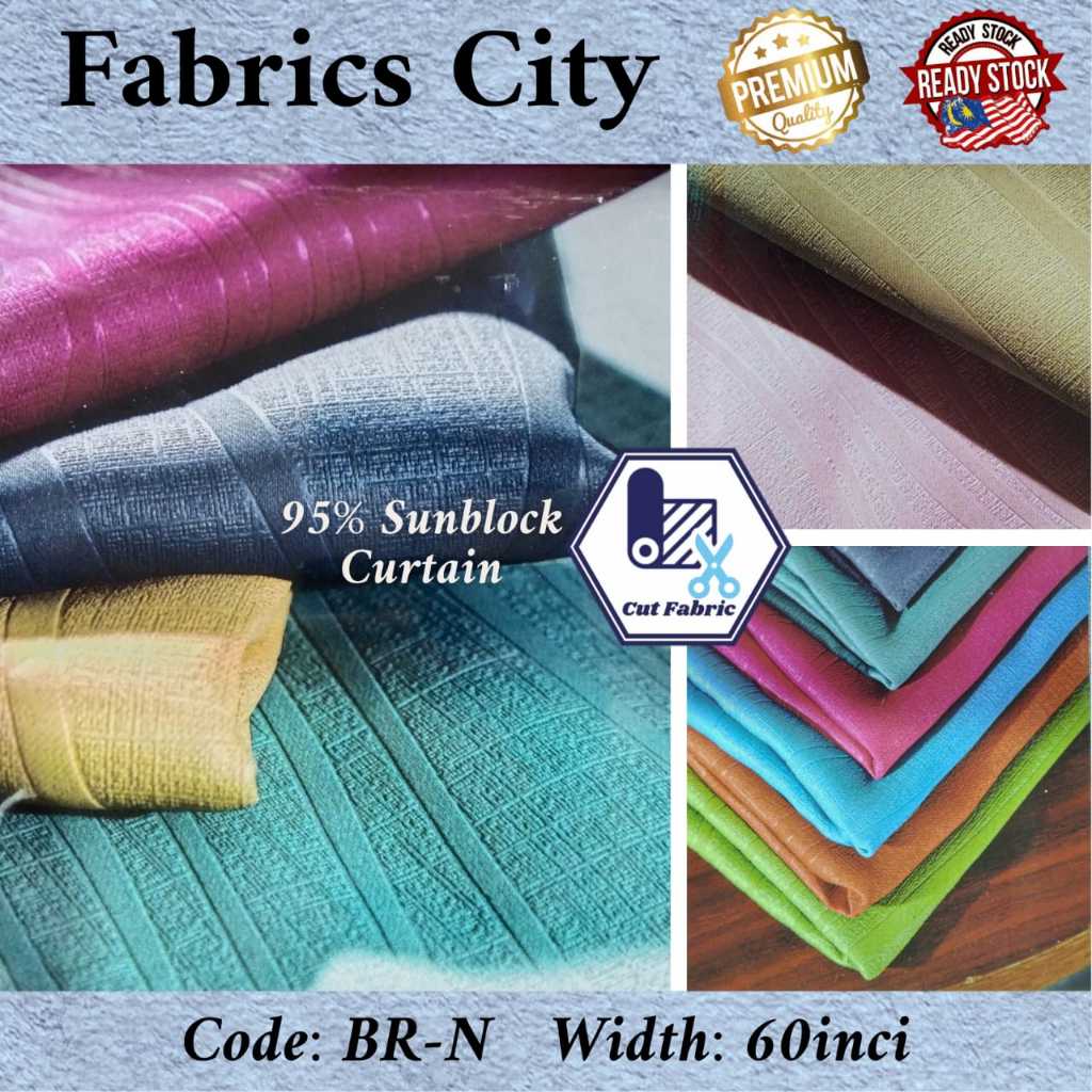 Kain Langsir Blackout Bunga Timbul Bidang 60''/ Curtain Sunblock ...