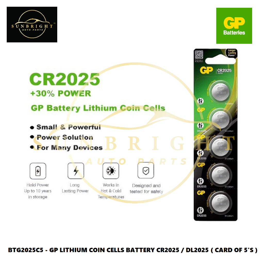 GP LITHIUM COIN CELLS BATTERY CR2025 / DL2025 ( CARD OF 5'S ) | Shopee ...