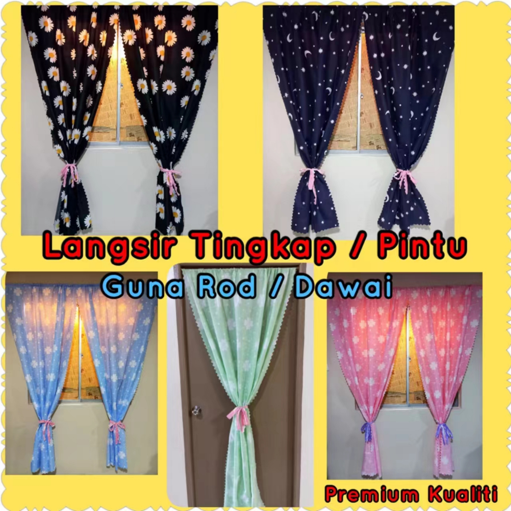 Langsir Panjang Dawai Tingkap/ Langsir Pintu/ Long Curtain Rod / Door ...