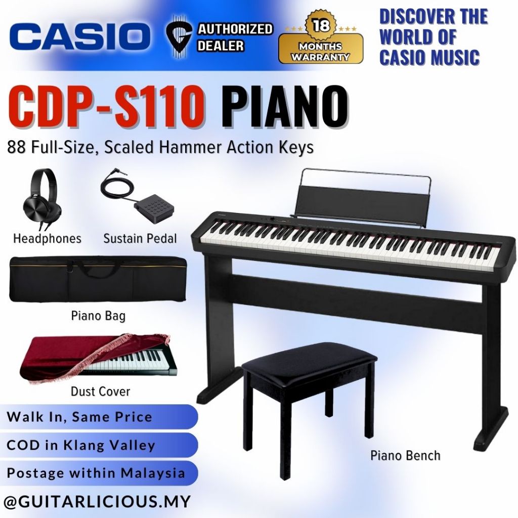 Casio CDP-S110 88-key Electronic Digital Piano with Edifier W600BT ...