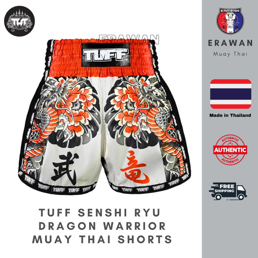 Muay Thai Shorts / Boxing Trunks TUFF Retro (MSC104 Senshi Ryu Dragon ...