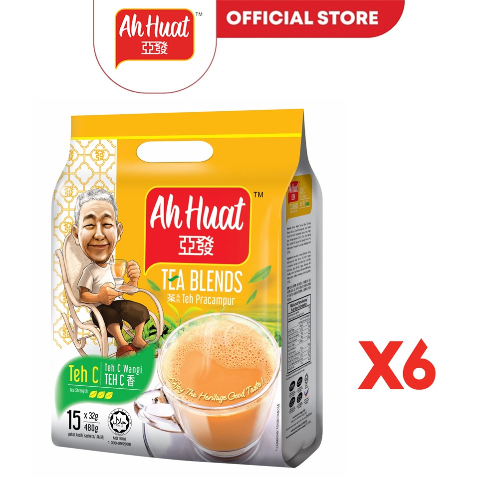 [6 Packs] Ah Huat Teh C 亚发Teh C香 (32g x 15 Sachets x 6 Packs) | Shopee ...