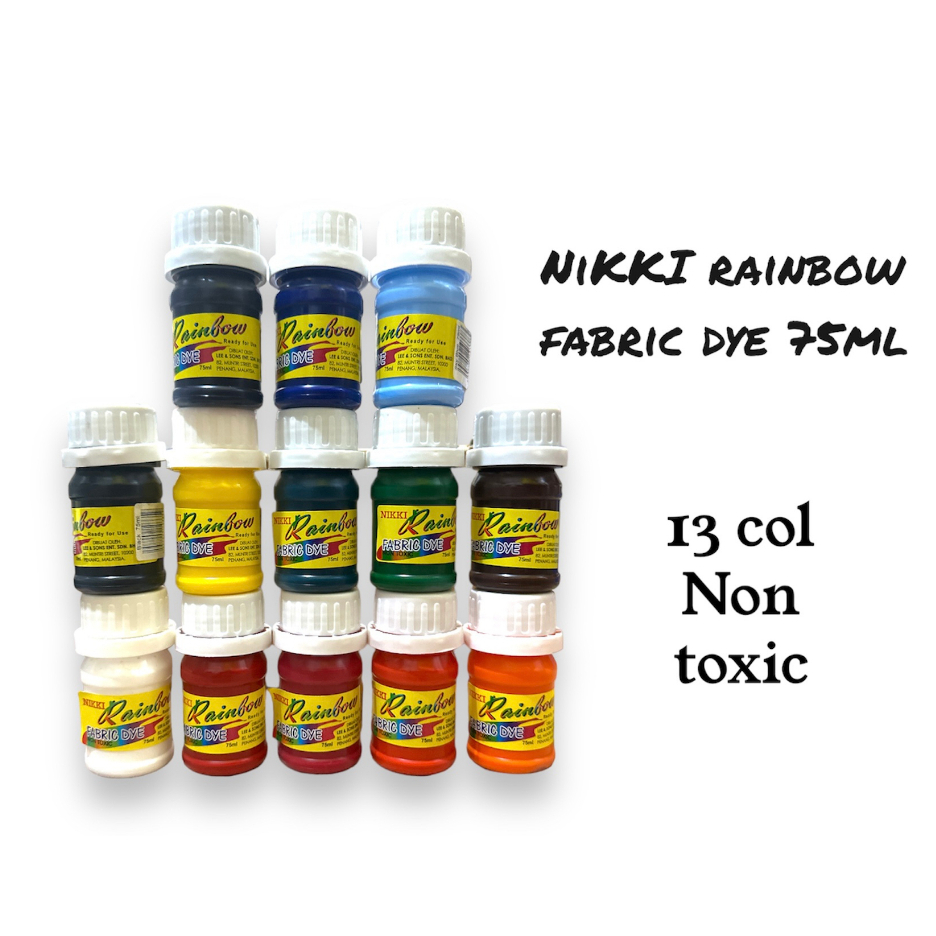 NIKKI RAINBOW NON TOXIC FABRIC PAINT DYE 75ML / PEWARNA KAIN / COLOUR